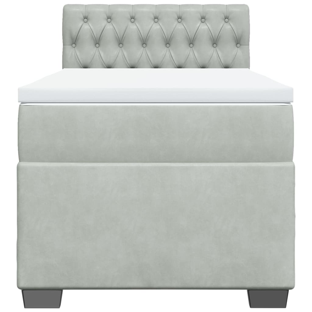Box spring krevet s madracem svjetlosivi 90x190 cm baršunasti