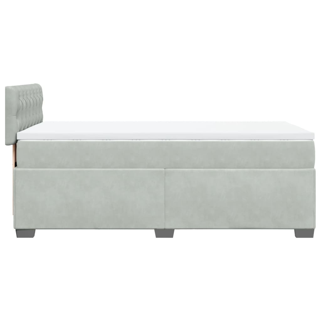 Box spring krevet s madracem svjetlosivi 90x190 cm baršunasti