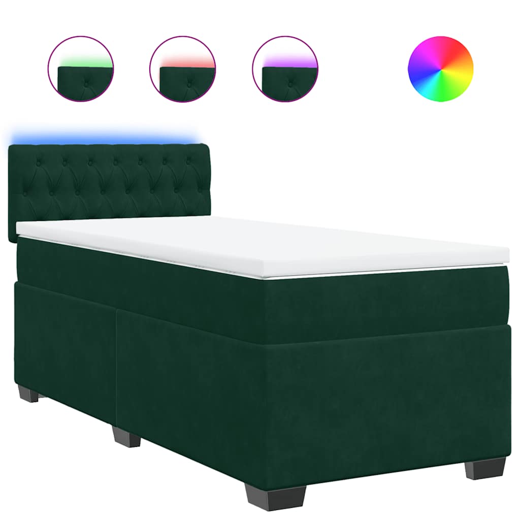 Box spring krevet s madracem tamnozeleni 90x190 cm baršunasti