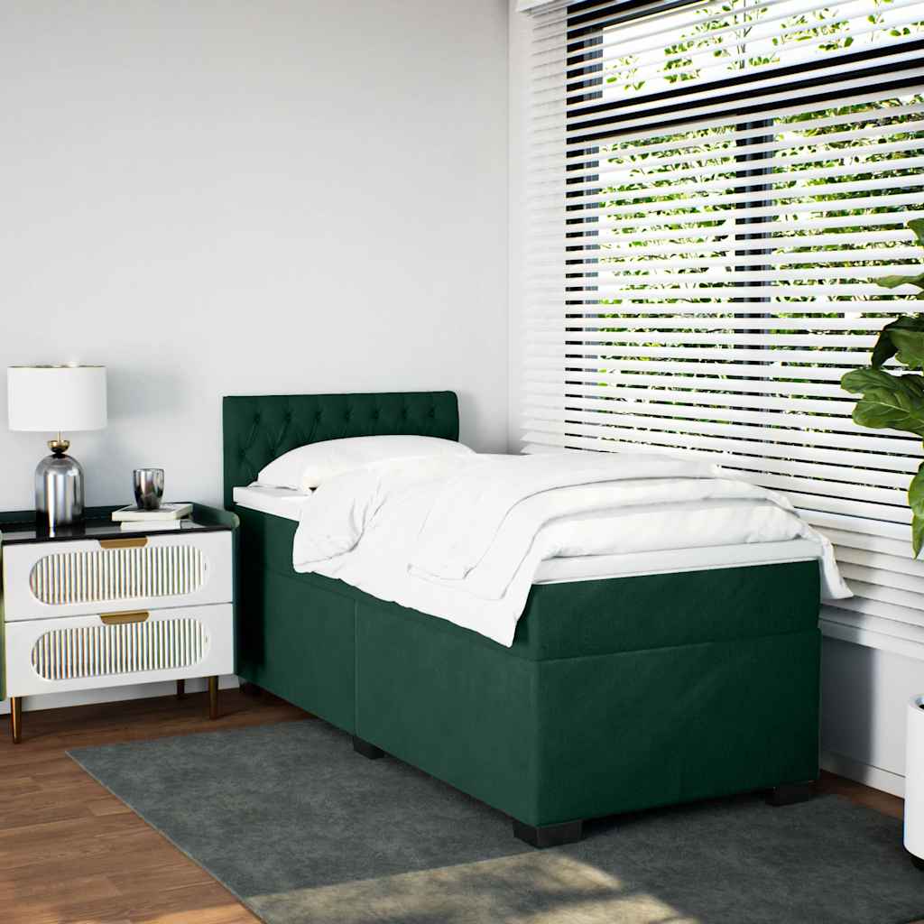 Box spring krevet s madracem tamnozeleni 90x190 cm baršunasti