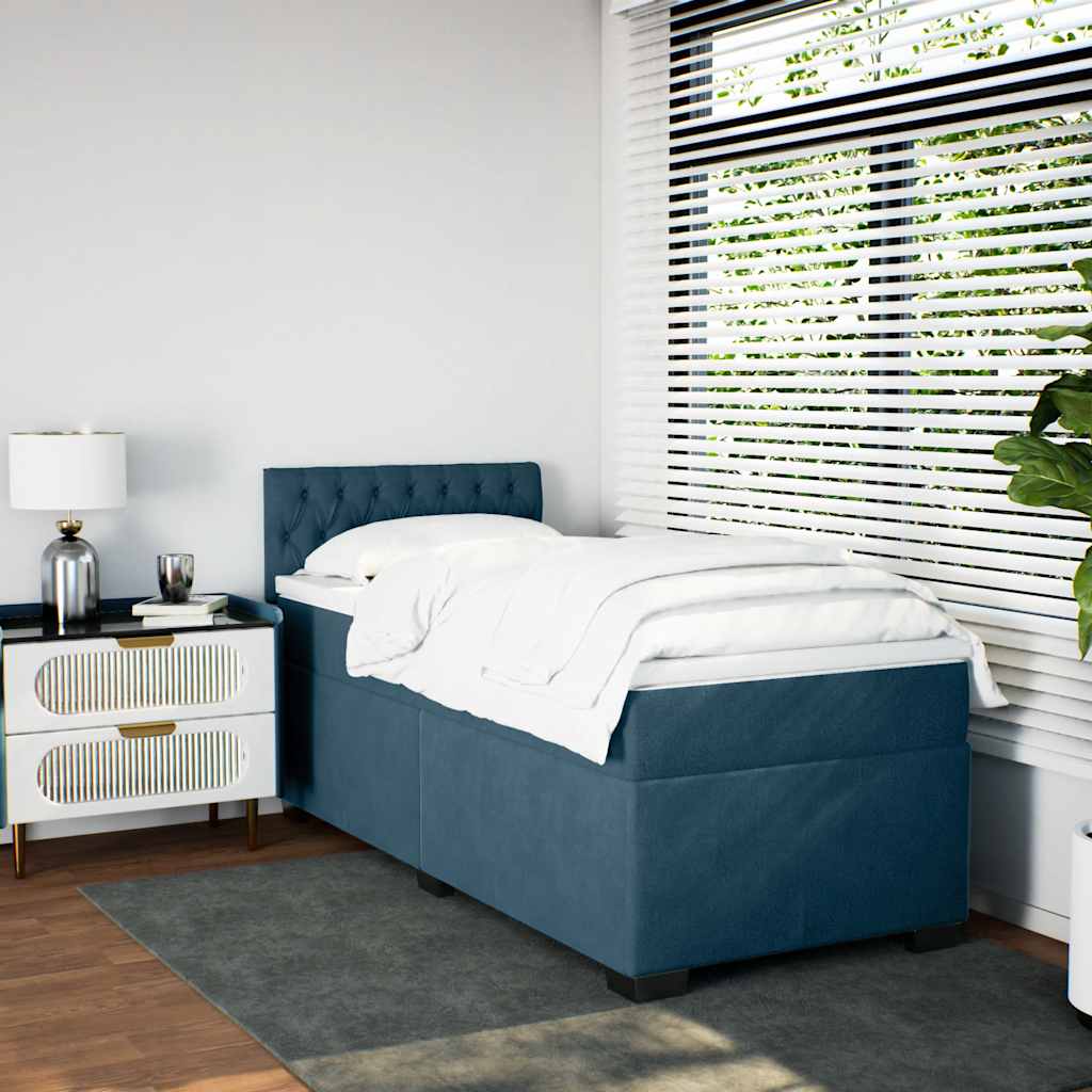 Box spring krevet s madracem plavi 90x190 cm baršunasti