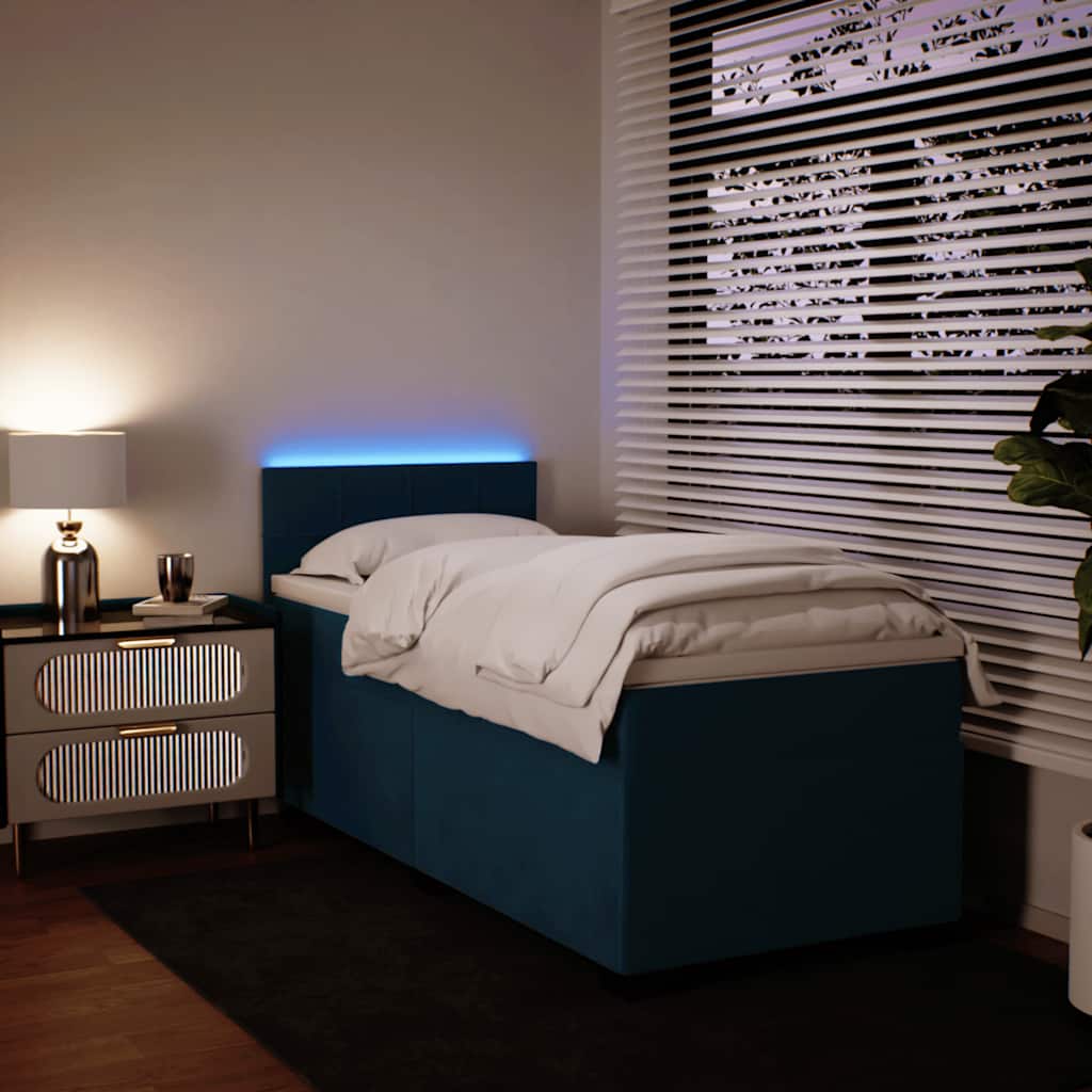 Box spring krevet s madracem plavi 90x190 cm baršunasti