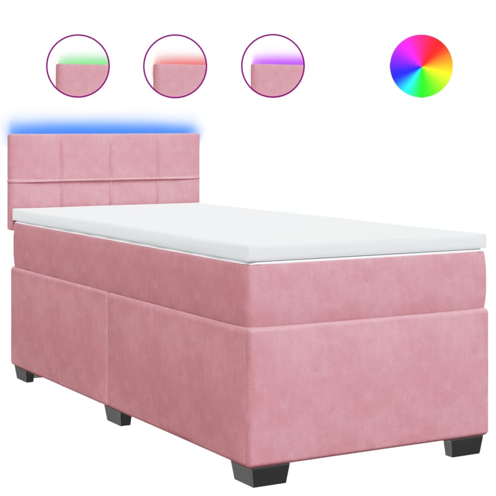 Box spring krevet s madracem ružičasti 90x190 cm baršunasti