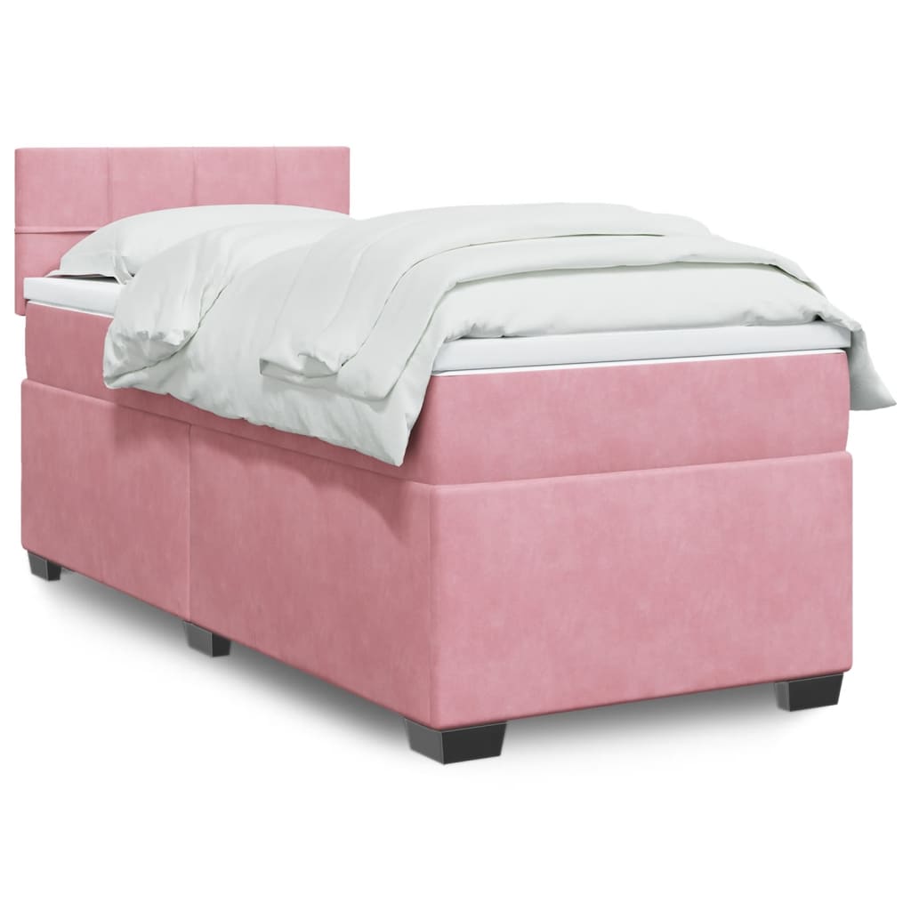 Box spring krevet s madracem ružičasti 90x190 cm baršunasti