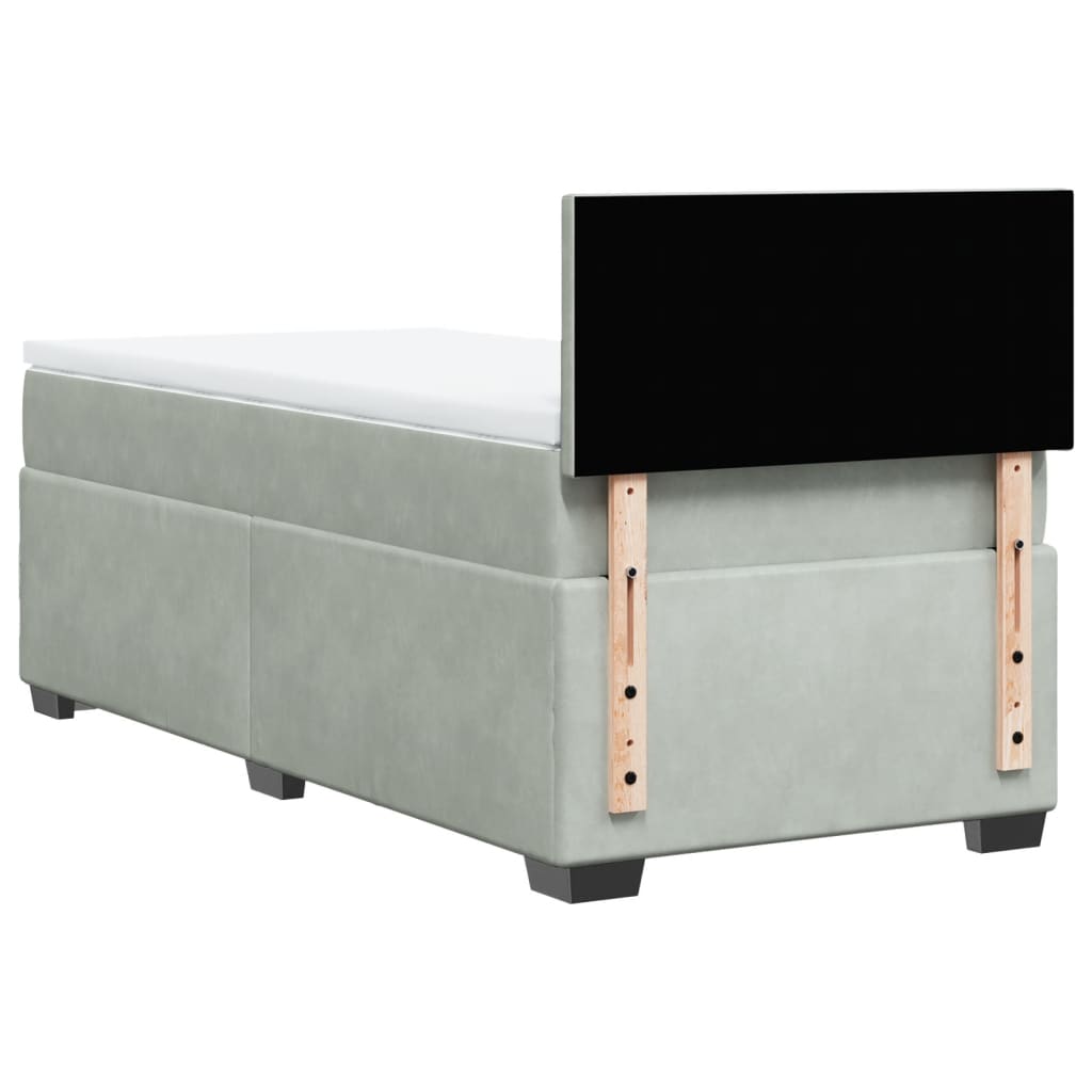 Box spring krevet s madracem svjetlosivi 90x190 cm baršunasti