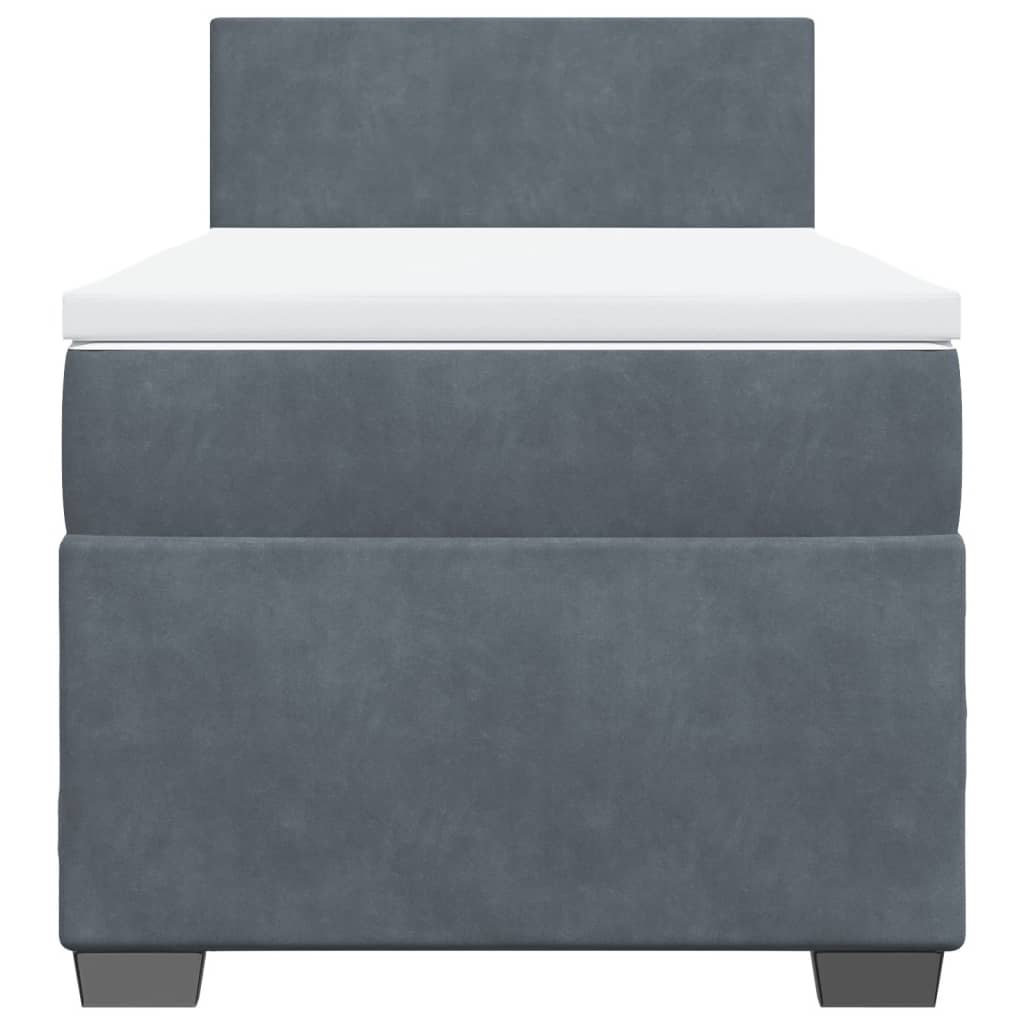 Box spring krevet s madracem tamnosivi 90x200 cm baršunasti