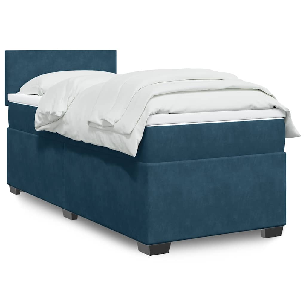 Box spring krevet s madracem plavi 90x200 cm baršunasti
