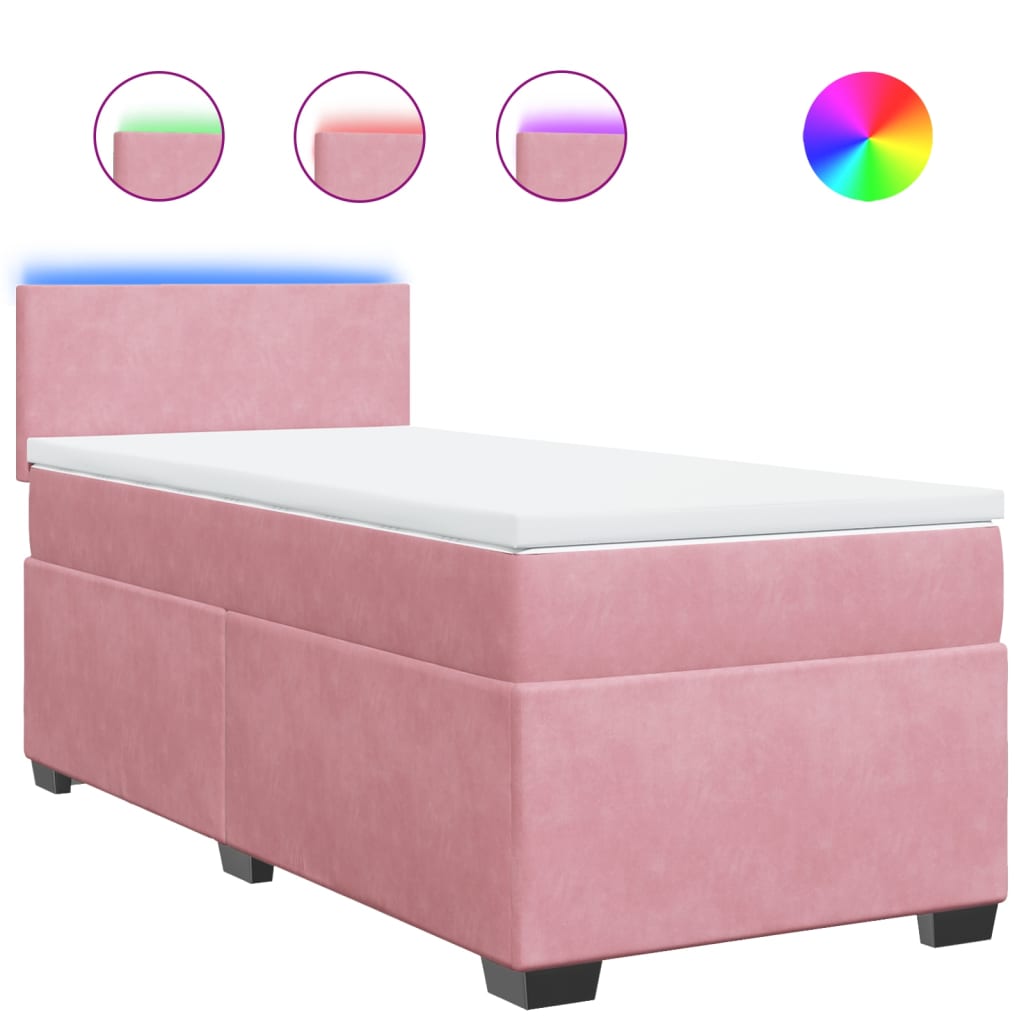 Box spring krevet s madracem ružičasti 90x200 cm baršunasti