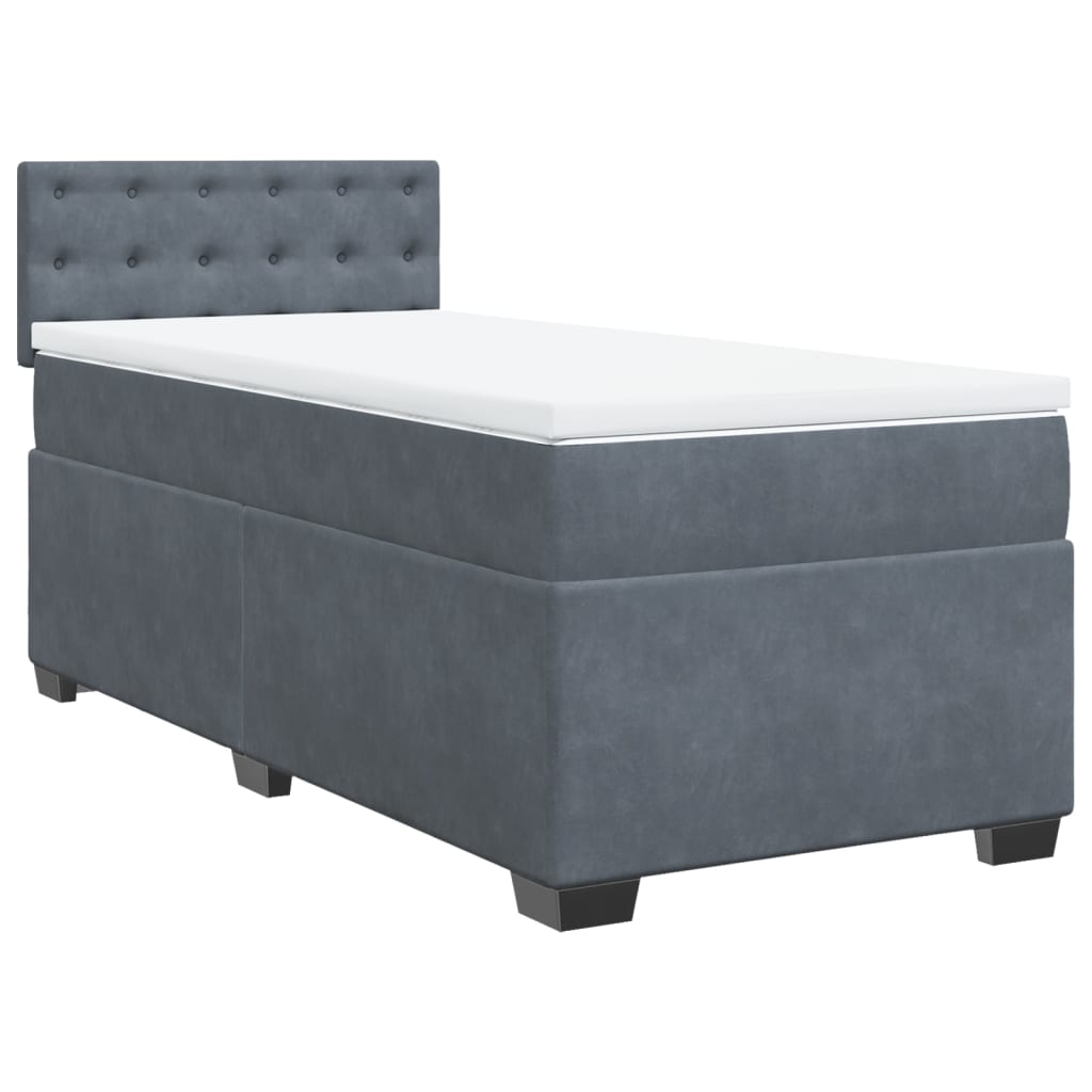 Box spring krevet s madracem tamnosivi 90x200 cm baršunasti