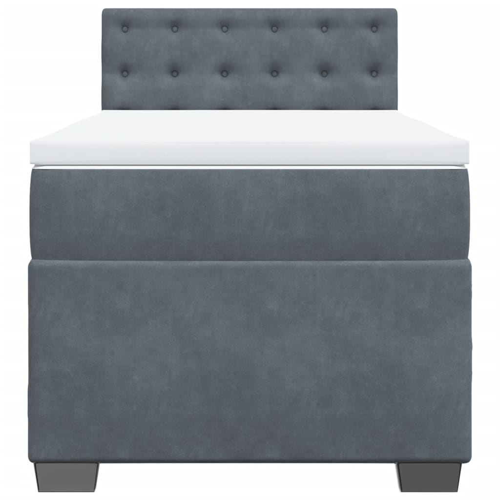 Box spring krevet s madracem tamnosivi 90x200 cm baršunasti