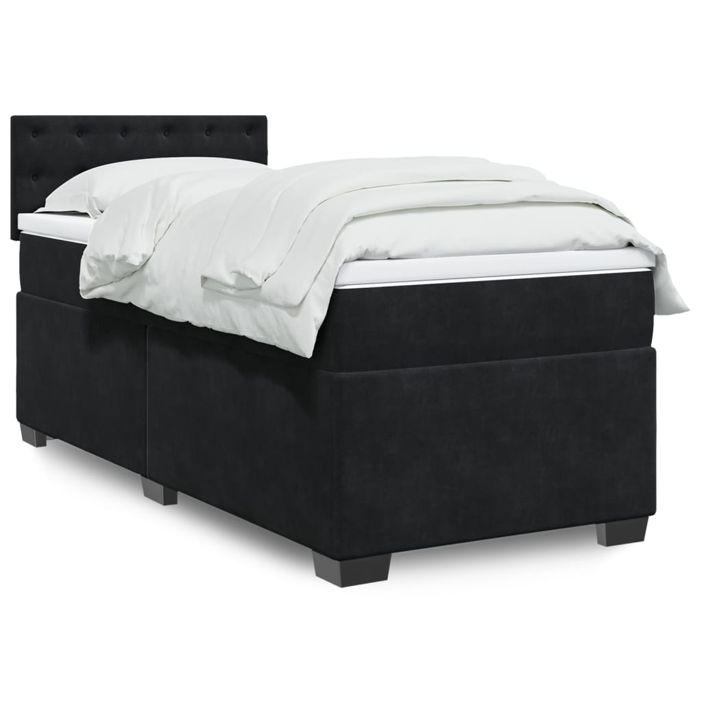 Box spring krevet s madracem crni 90x200 cm baršunasti