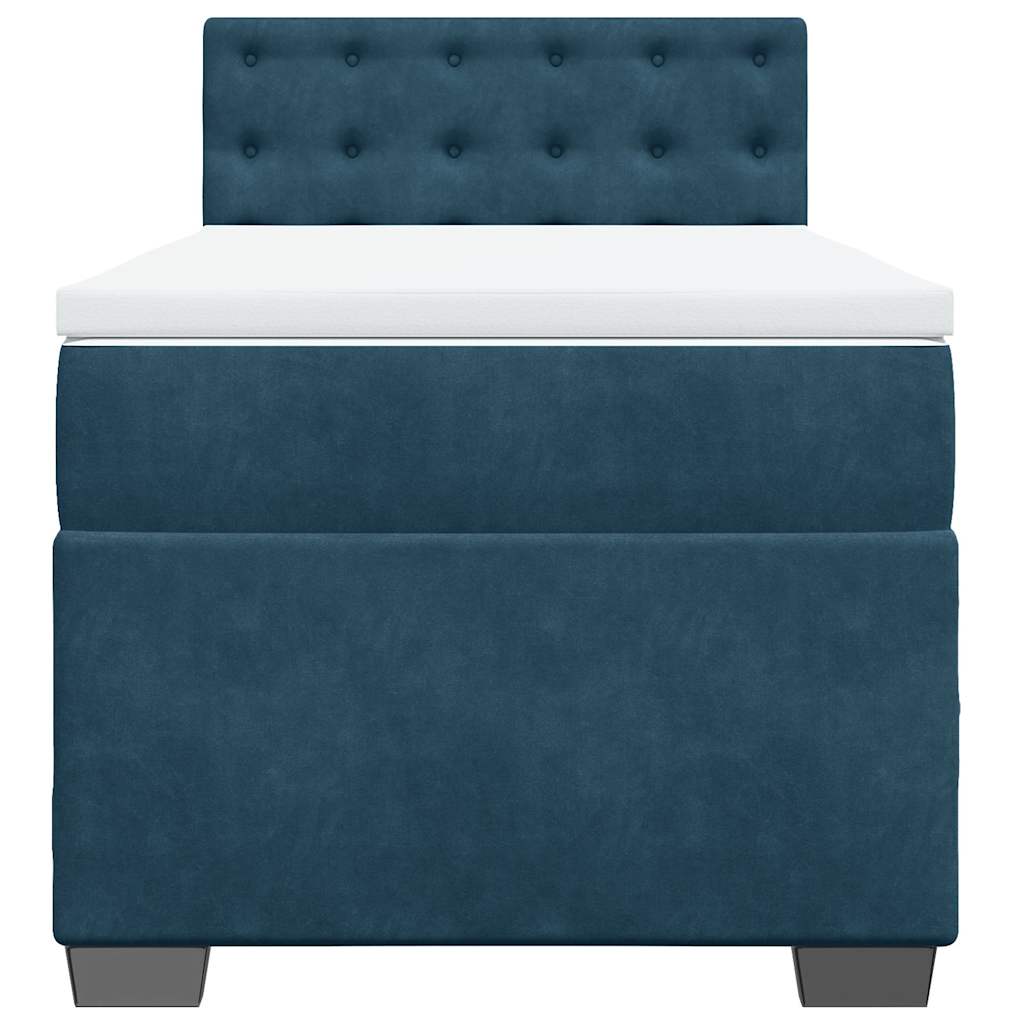 Box spring krevet s madracem plavi 90x200 cm baršunasti