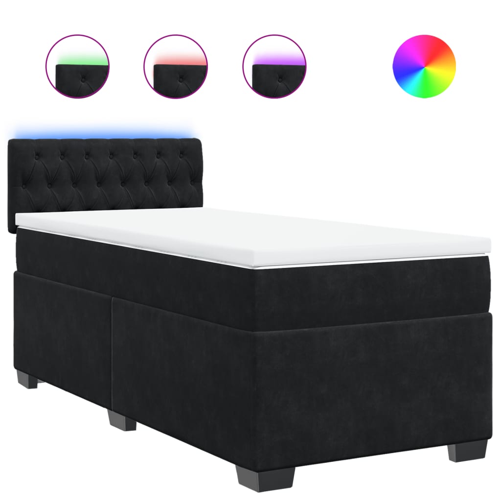 Box spring krevet s madracem crni 90x200 cm baršunasti