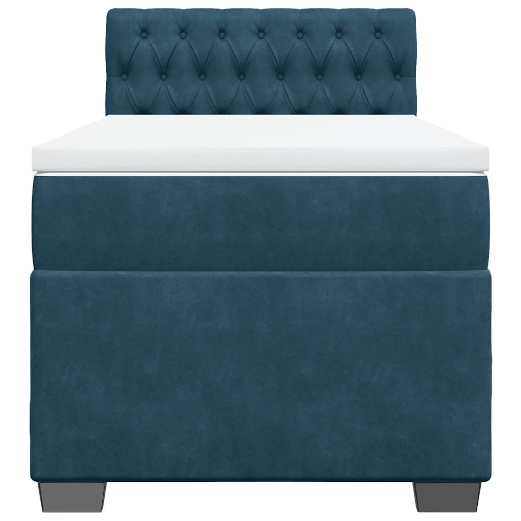 Box spring krevet s madracem plavi 90x200 cm baršunasti