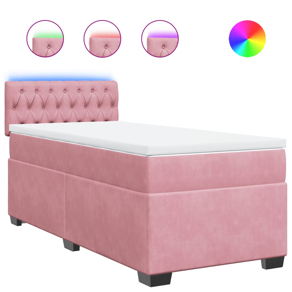 Box spring krevet s madracem ružičasti 90x200 cm baršunasti