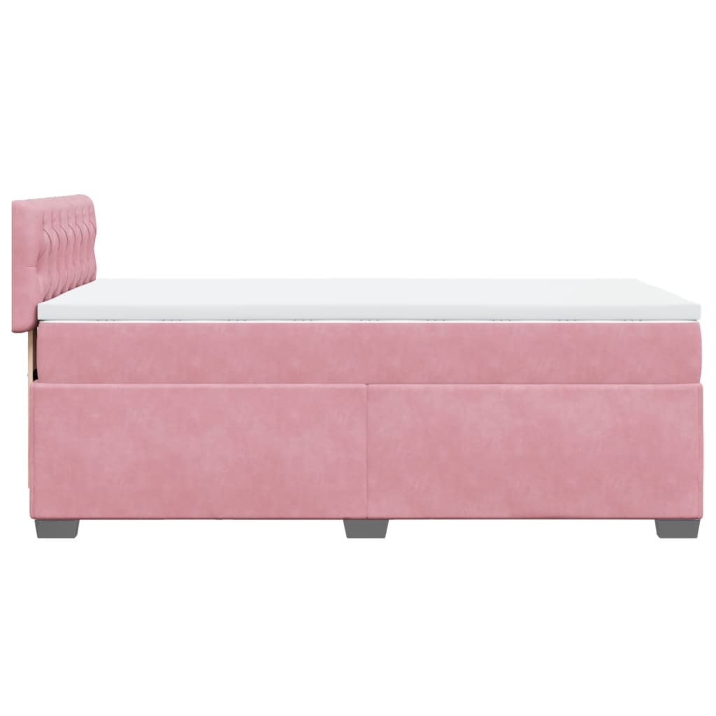 Box spring krevet s madracem ružičasti 90x200 cm baršunasti