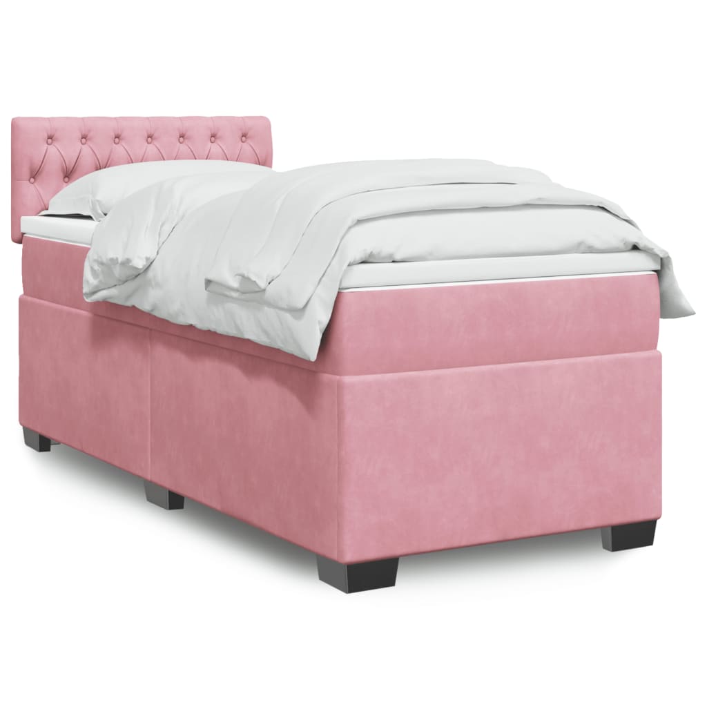 Box spring krevet s madracem ružičasti 90x200 cm baršunasti