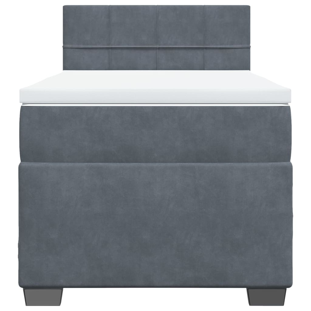 Box spring krevet s madracem tamnosivi 90x200 cm baršunasti