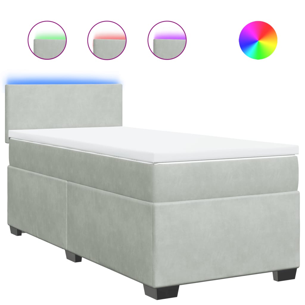 Box spring krevet s madracem svjetlosivi 100x200 cm baršunasti