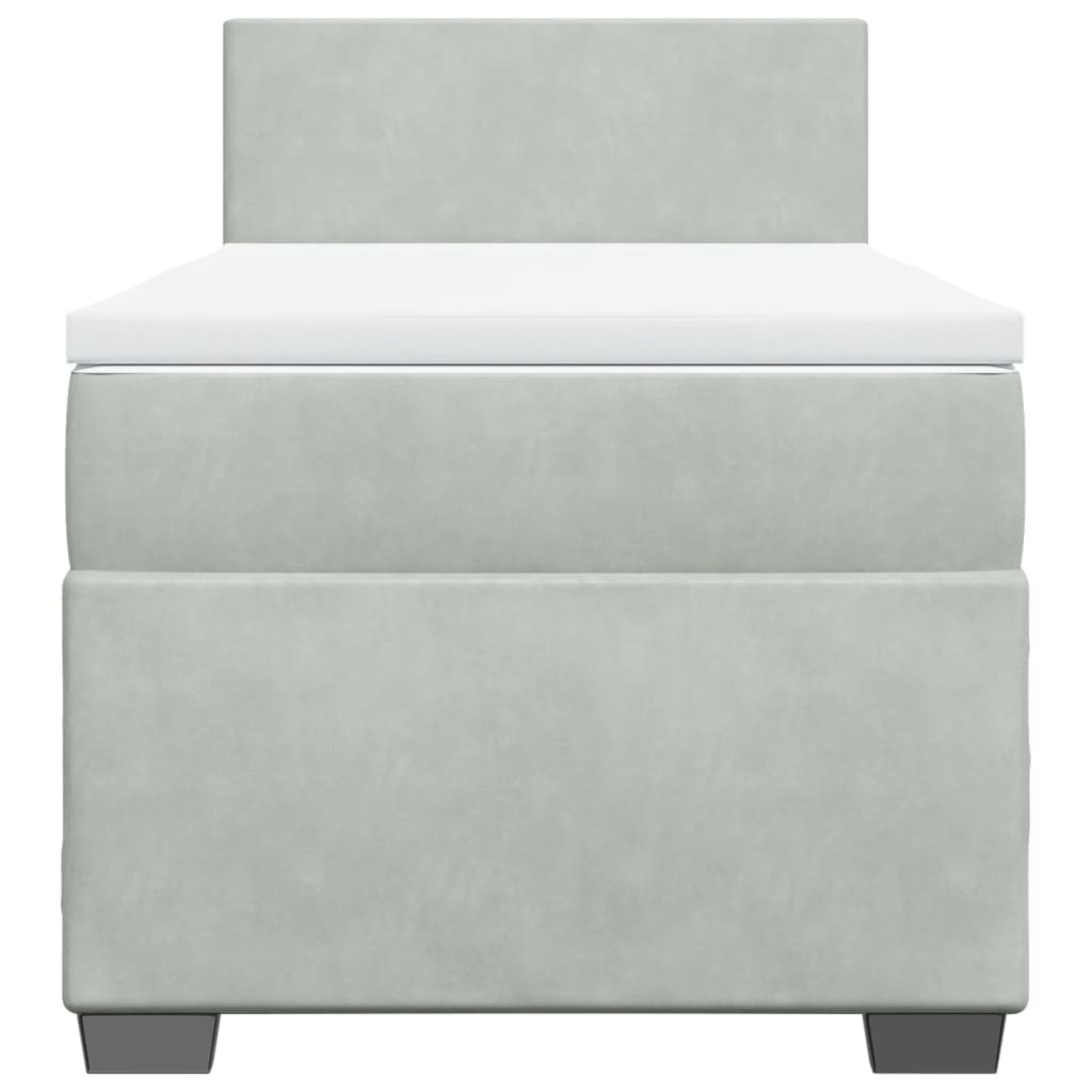 Box spring krevet s madracem svjetlosivi 100x200 cm baršunasti