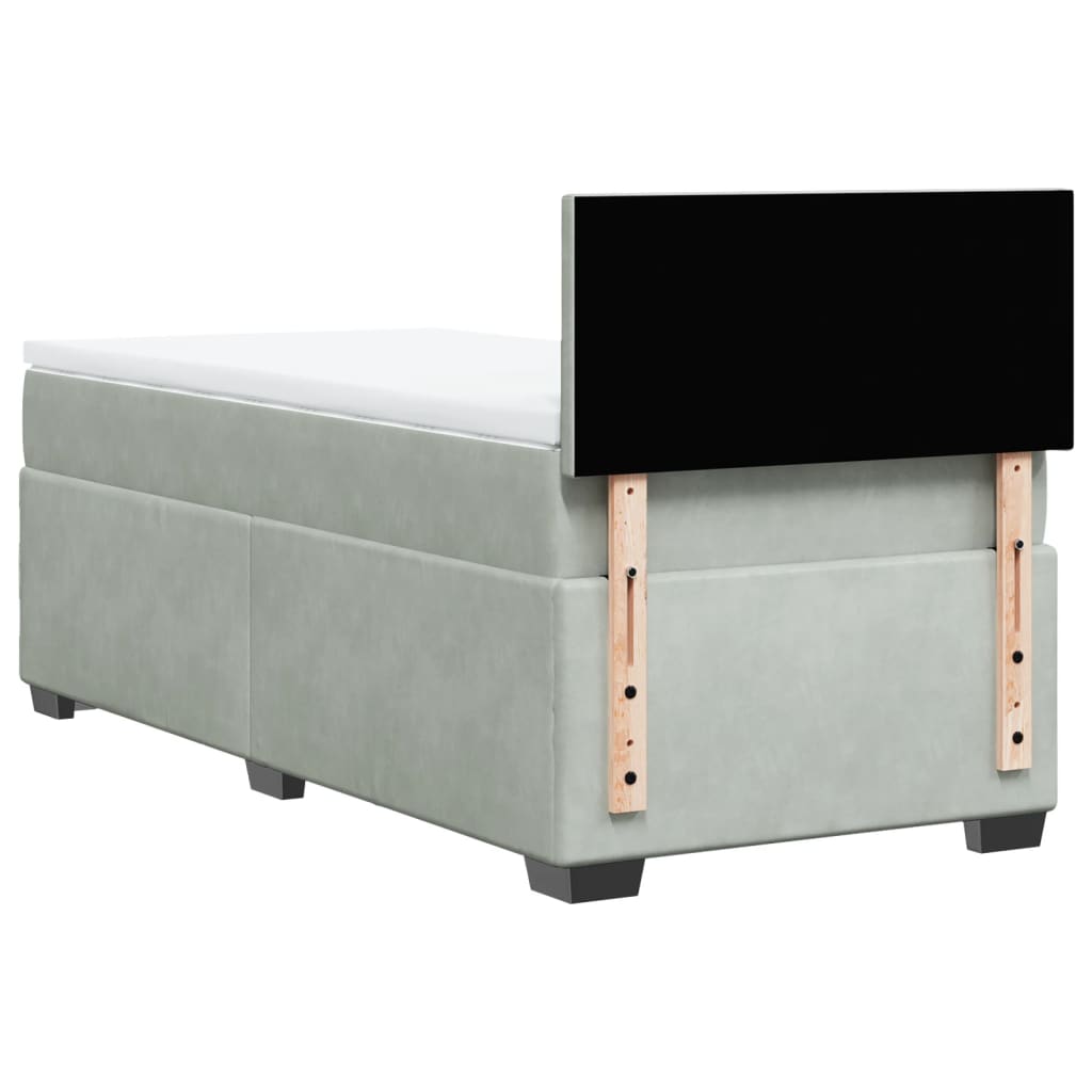 Box spring krevet s madracem svjetlosivi 100x200 cm baršunasti
