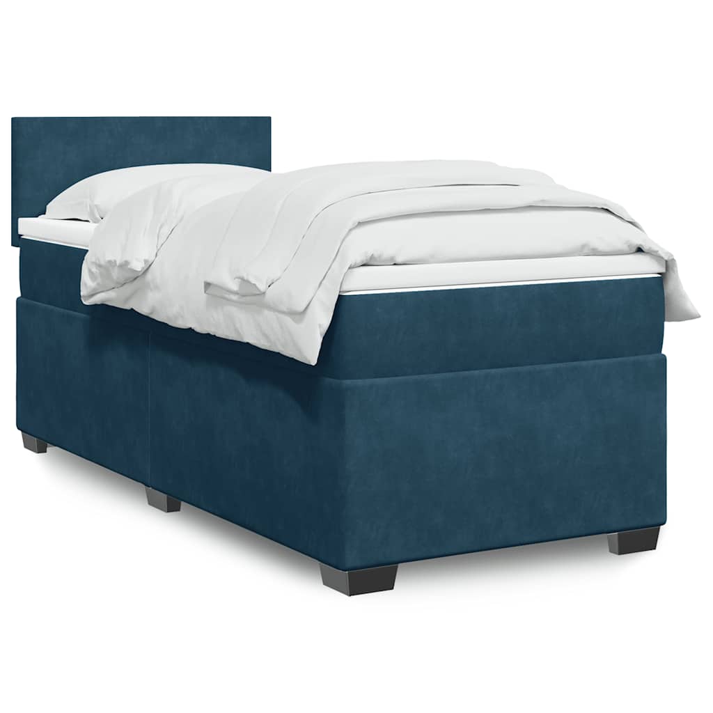 Box spring krevet s madracem plavi 100x200 cm baršunasti
