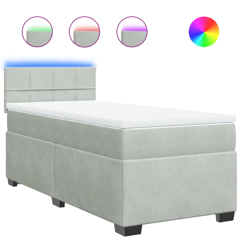 Box spring krevet s madracem svjetlosivi 100x200 cm baršunasti