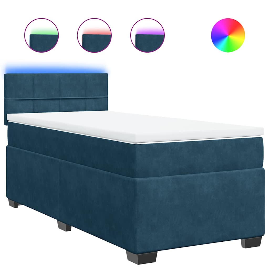 Box spring krevet s madracem plavi 100x200 cm baršunasti