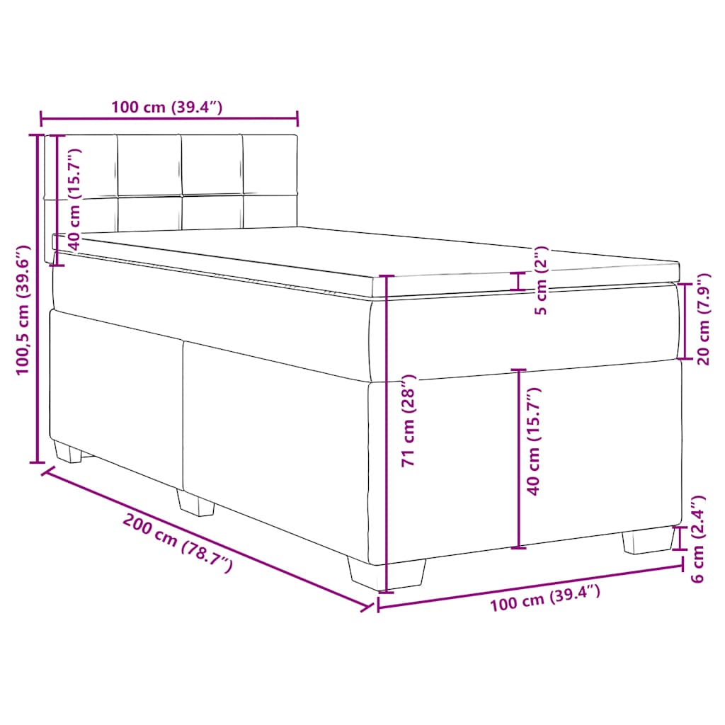 Box spring krevet s madracem plavi 100x200 cm baršunasti