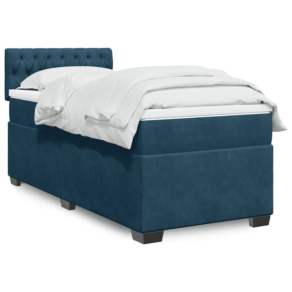 Box spring krevet s madracem plavi 100x200 cm baršunasti