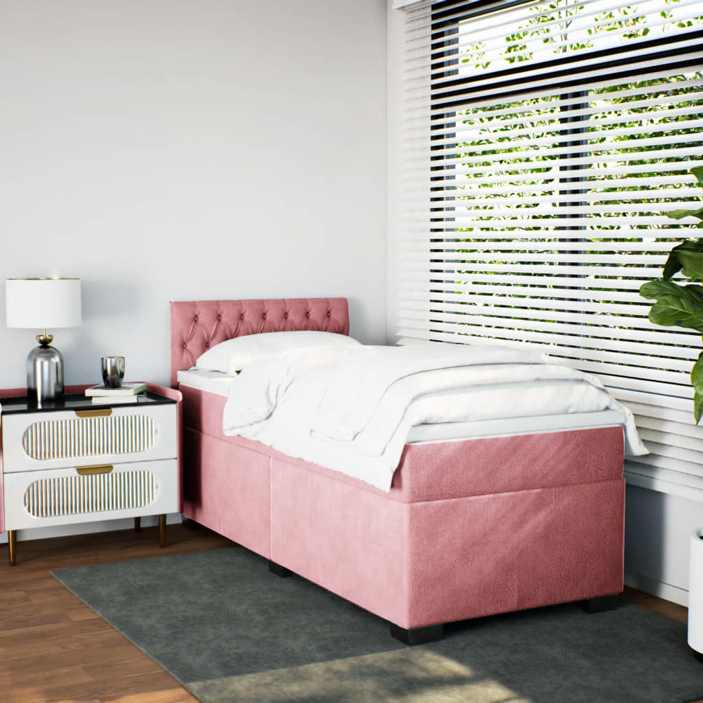 Box spring krevet s madracem ružičasti 100x200 cm baršunasti