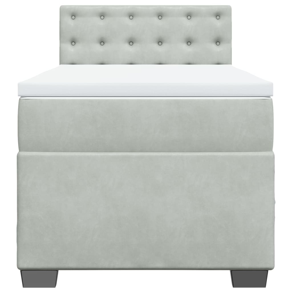 Box spring krevet s madracem svjetlosivi 100x200 cm baršunasti