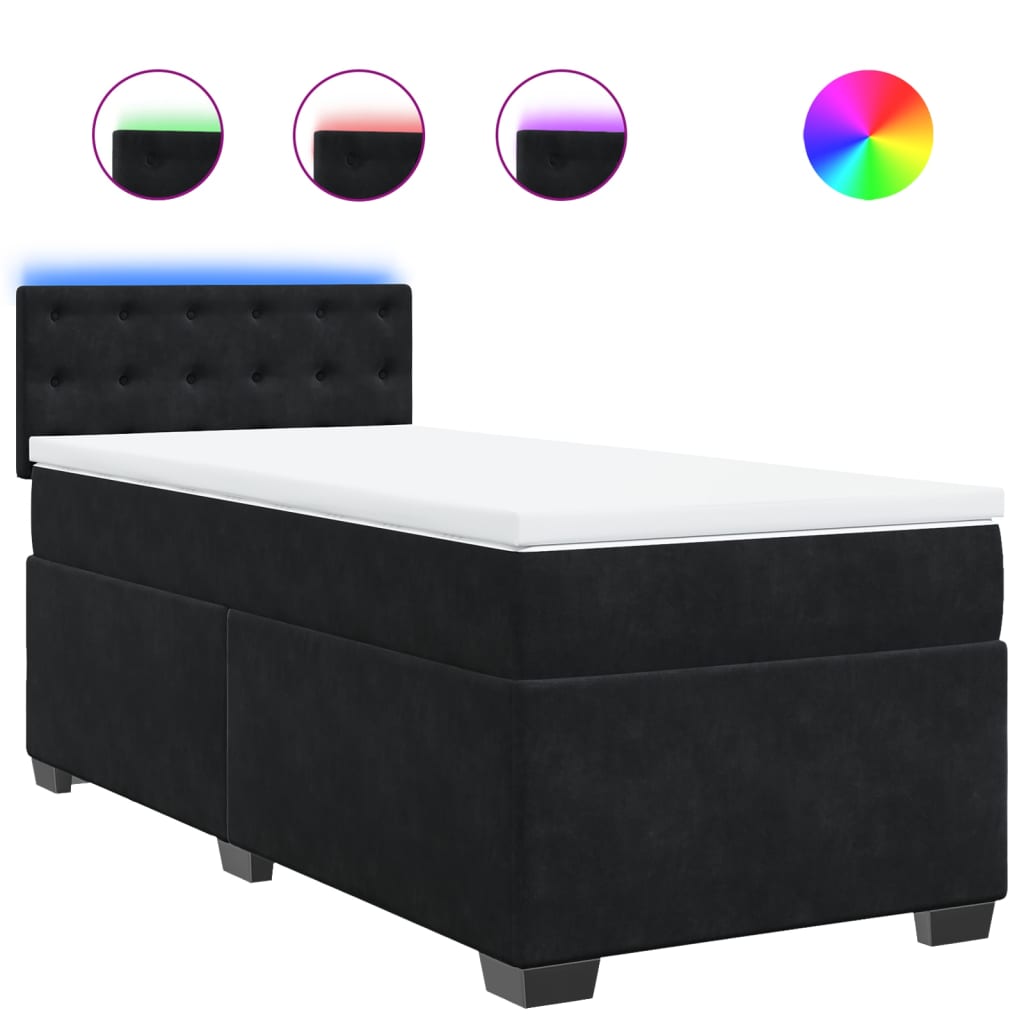 Box spring krevet s madracem crni 100x200 cm baršunasti