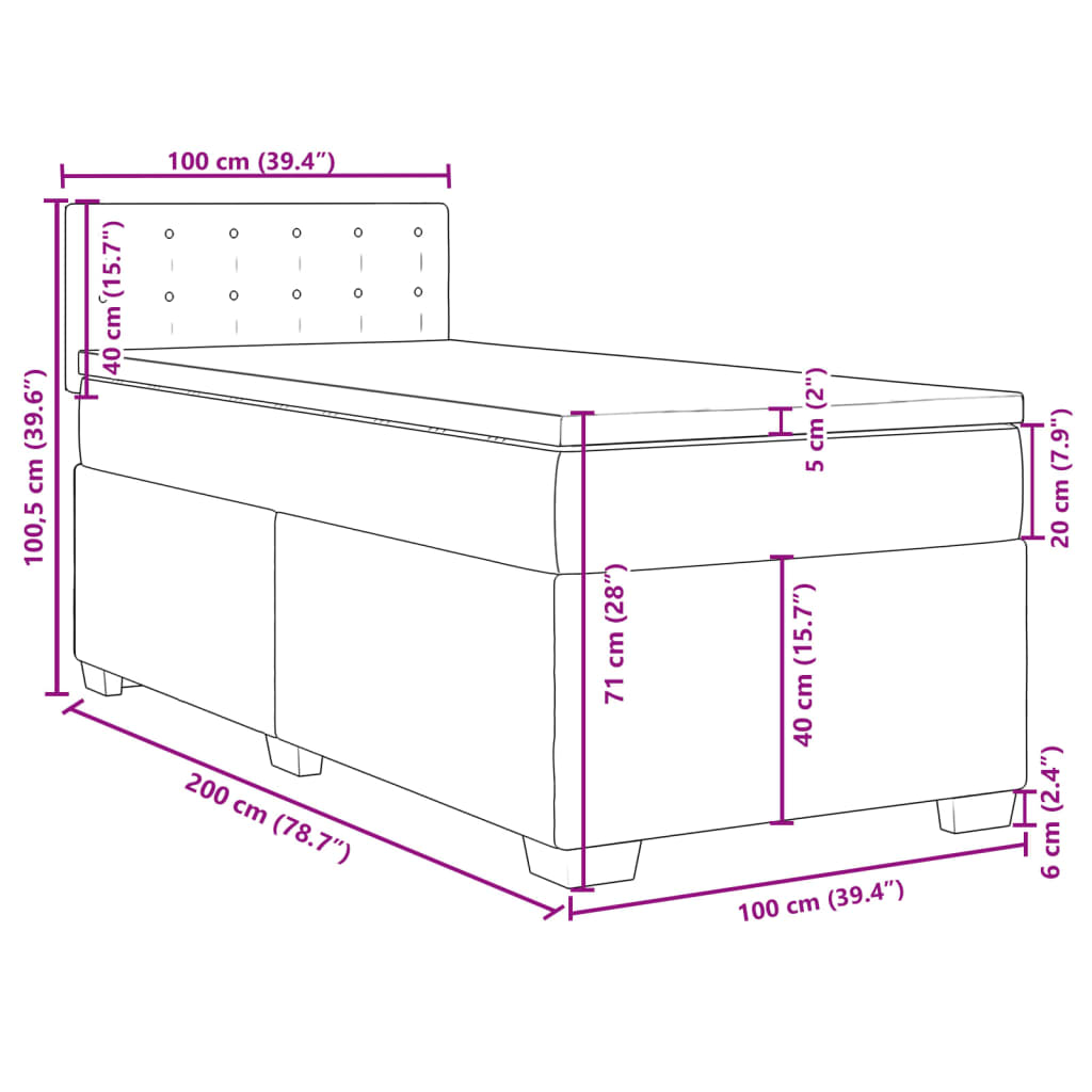 Box spring krevet s madracem crni 100x200 cm baršunasti