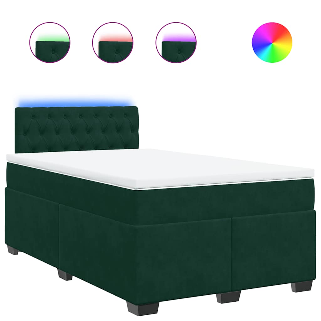 Krevet box spring s madracem tamnozeleni 120x190 cm baršunasti
