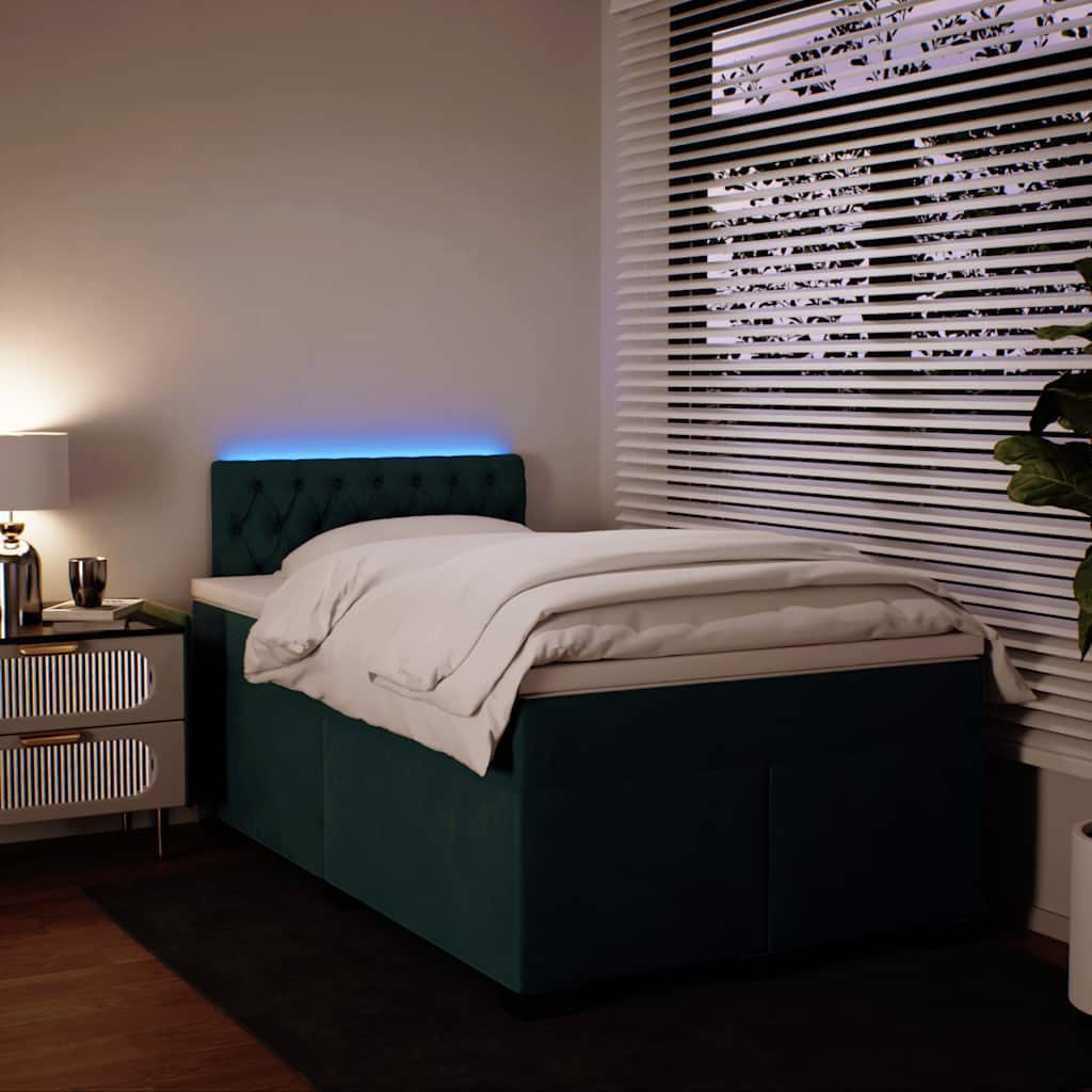 Krevet box spring s madracem tamnozeleni 120x190 cm baršunasti