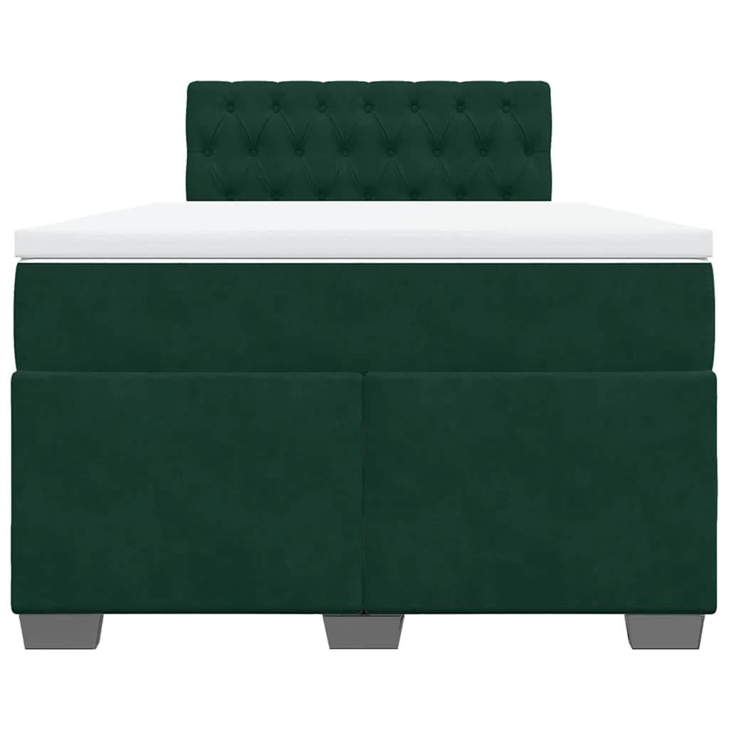 Krevet box spring s madracem tamnozeleni 120x190 cm baršunasti