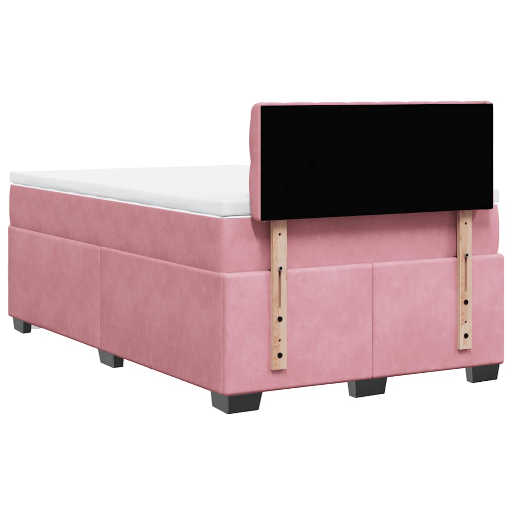 Krevet s oprugama i madracem ružičasti 120 x 190 cm baršunasti