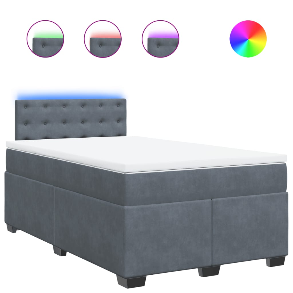 Krevet box spring s madracem tamnosivi 120 x 190 cm baršun