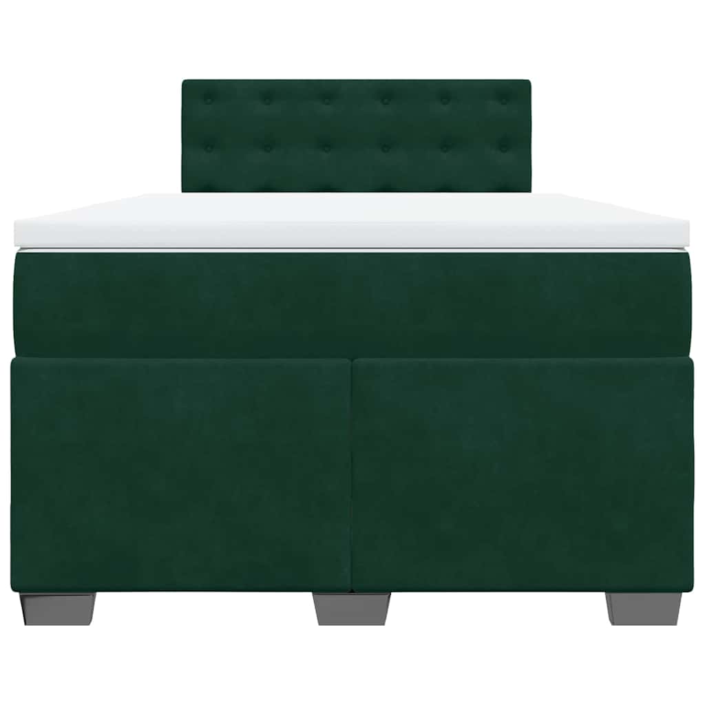 Krevet box spring s madracem tamnozeleni 120x190 cm baršunasti