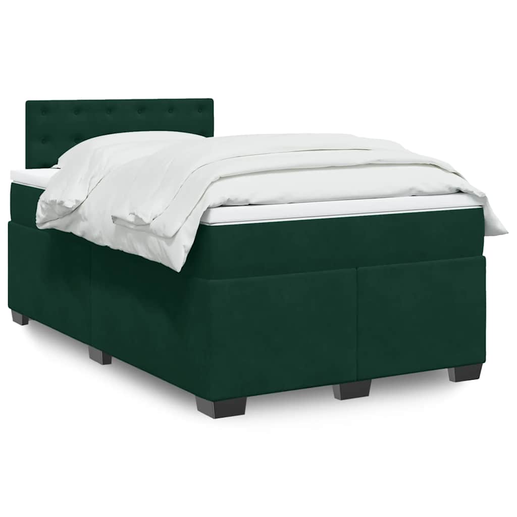 Krevet box spring s madracem tamnozeleni 120x190 cm baršunasti