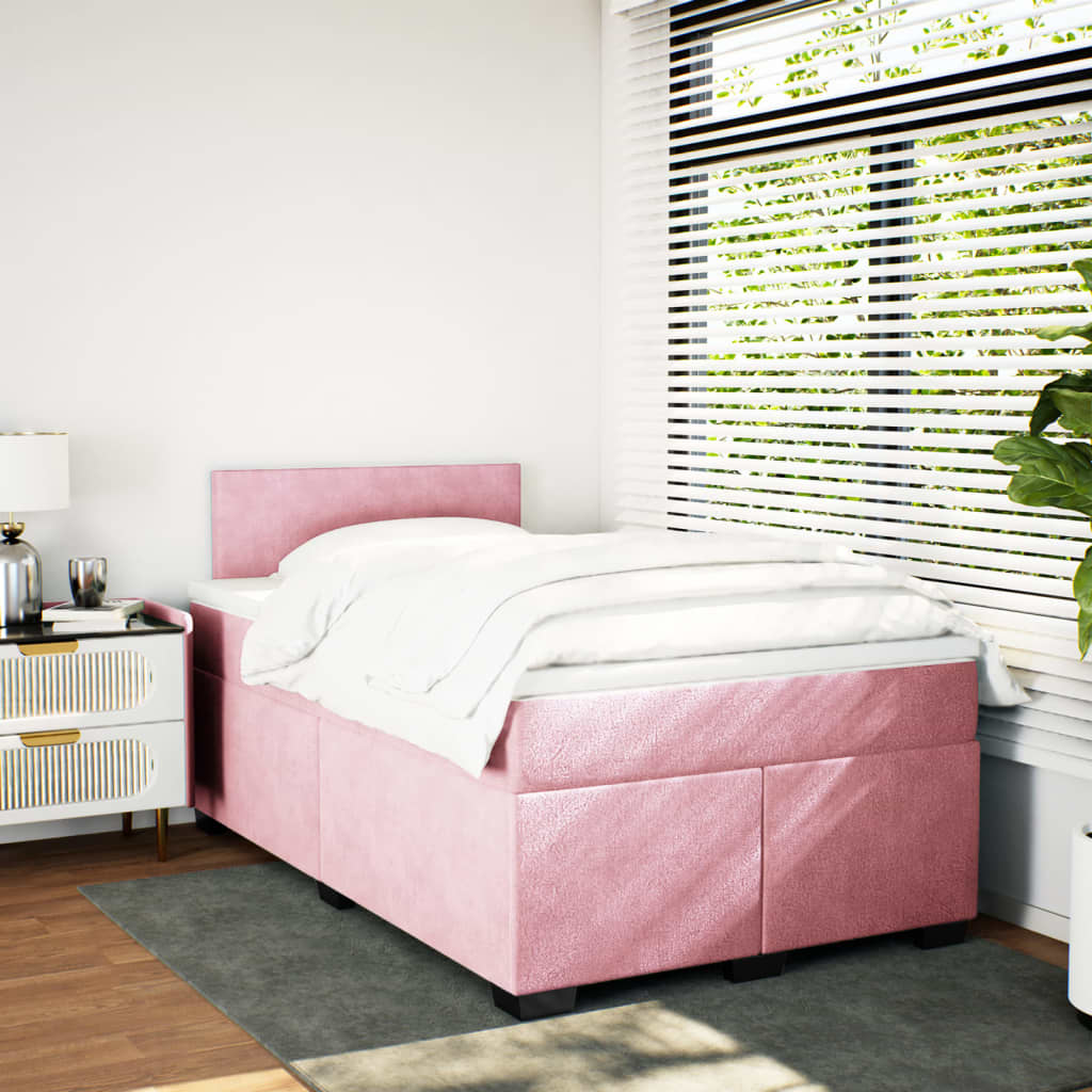 Box spring krevet s madracem ružičasti 120 x 200 cm baršunasti