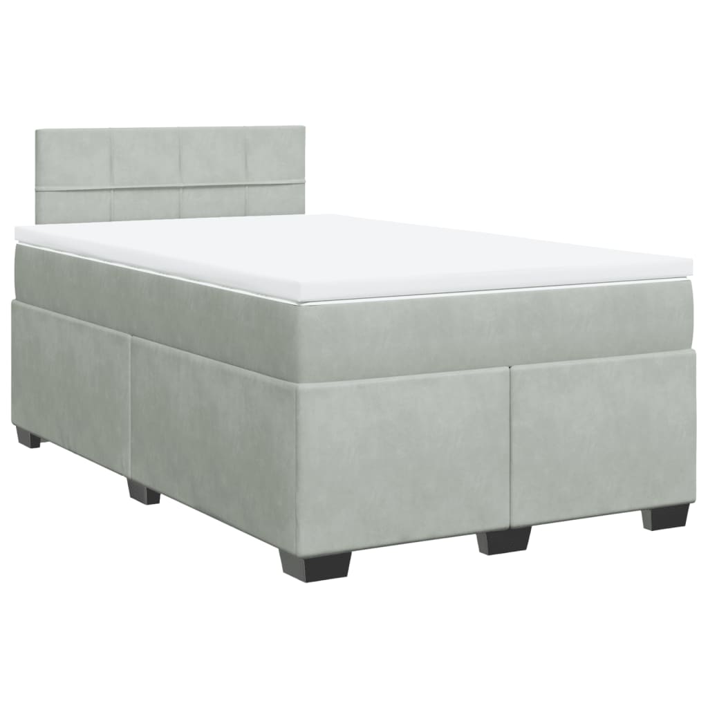 Box spring krevet s madracem svjetlosivi 120x200 cm baršunasti