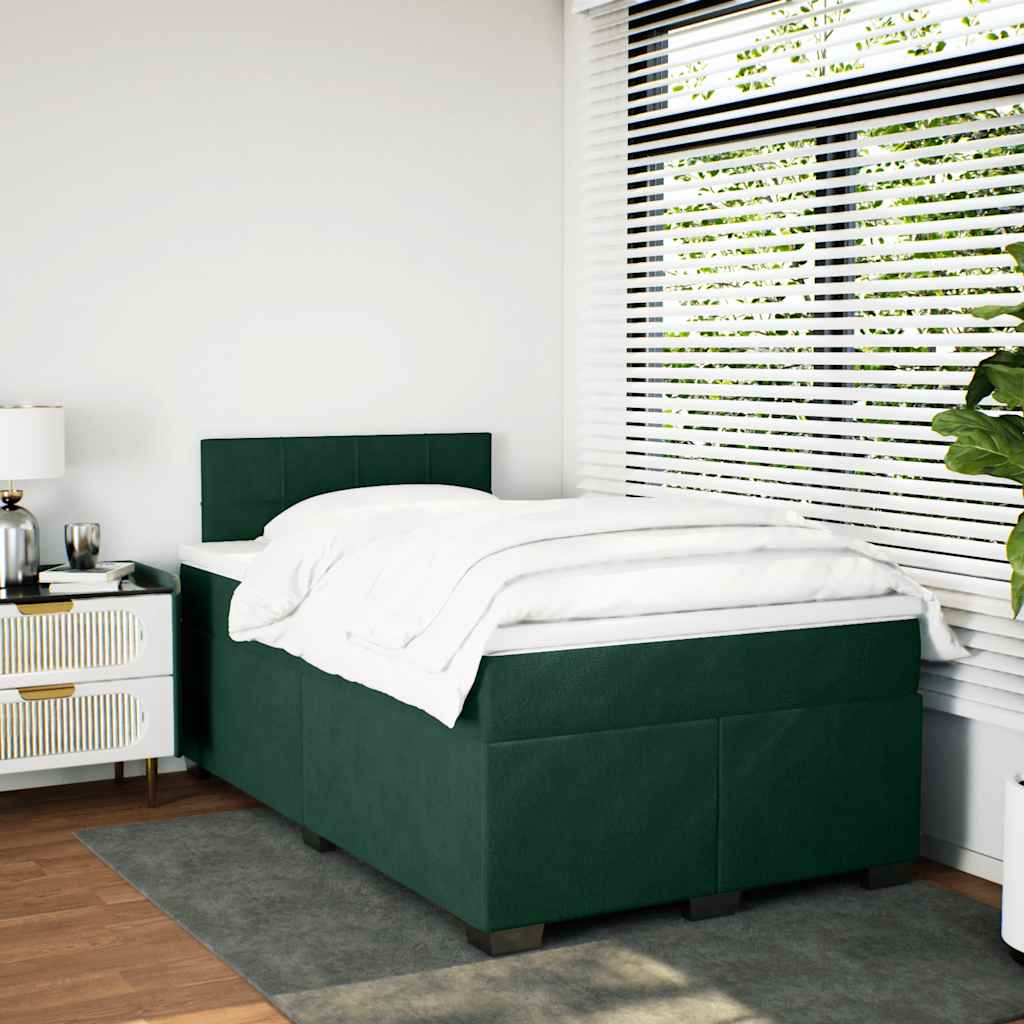 Box spring krevet s madracem tamnozeleni 120x200 cm baršunasti
