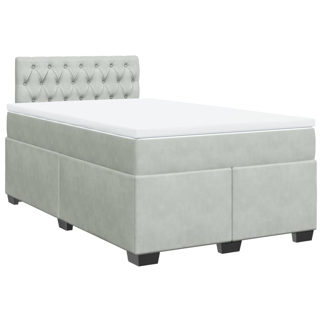 Box spring krevet s madracem svjetlosivi 120x200 cm baršunasti