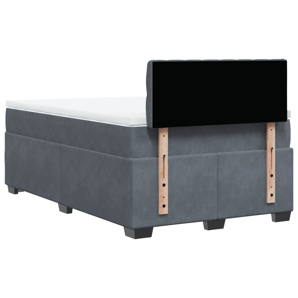 Box spring krevet s madracem tamnosivi 120 x 200 cm baršunasti