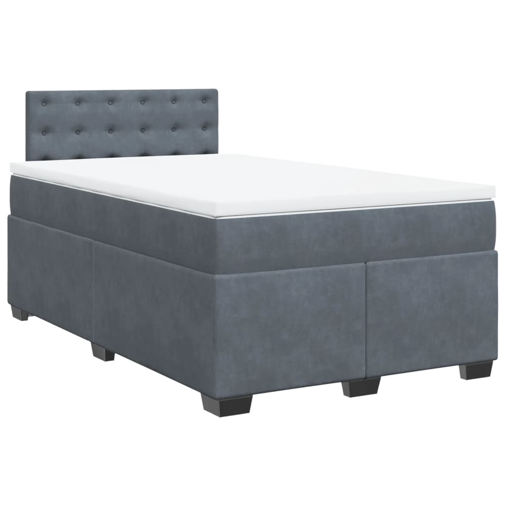 Box spring krevet s madracem tamnosivi 120 x 200 cm baršunasti