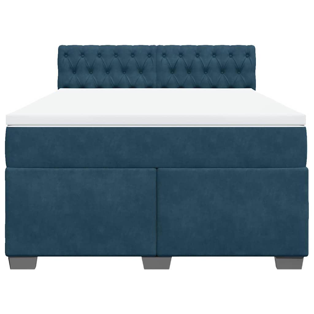Krevet s oprugama i madracem plavi 140x190 cm baršunasti