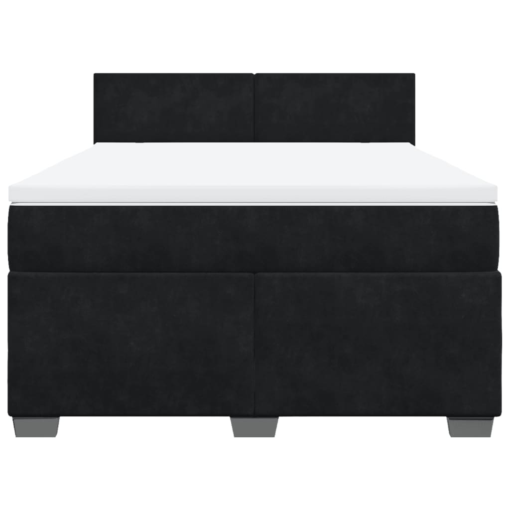 Krevet s oprugama i madracem crni 140x200 cm baršunasti
