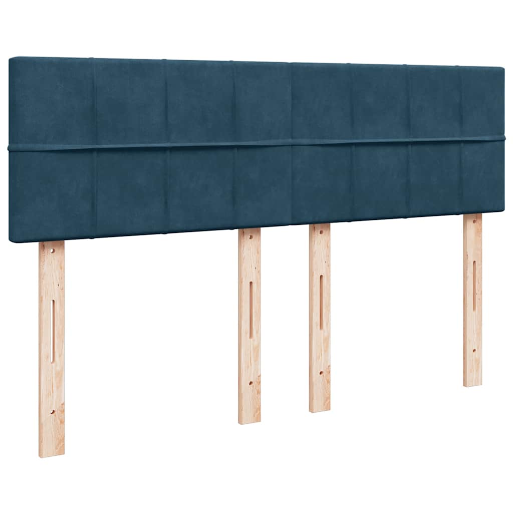 Krevet box spring s madracem plavi 160 x 200 cm baršunasti